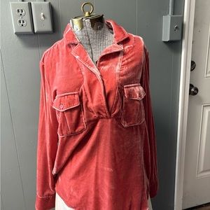 Jcrew coral velvet shirt